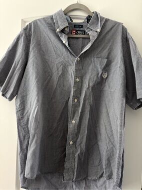 Chaps Easy Care Blue Check Short Sleeve Button Down Size Large Menswear Preppy